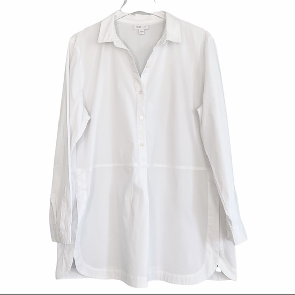 J. Jill Tops - J.JILL White 1/4 Button Blouse Tunic Size L